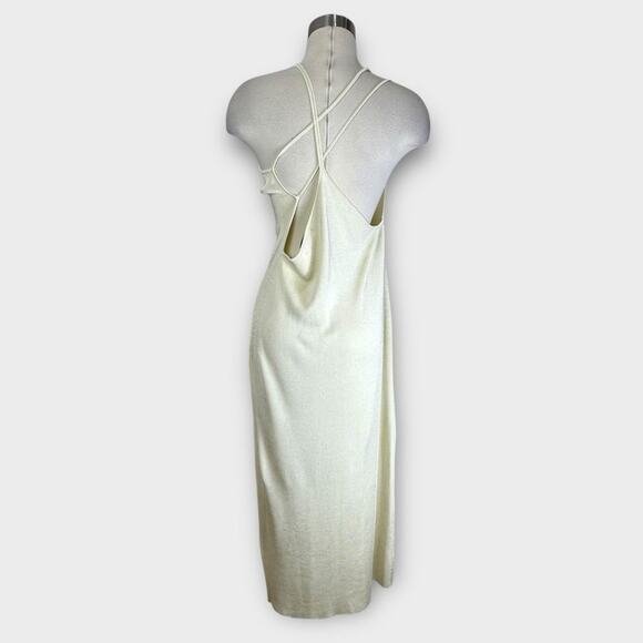 Auteur Studio Nour Rib Knit Maxi Dress Women’s Size XL Ivory Sheath Strappy - Picture 6 of 16